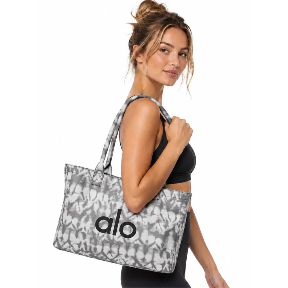 Alo Yoga Grey Tie Dye Canvas Tote Bag Gym Yoga Travel One Size Athleisure